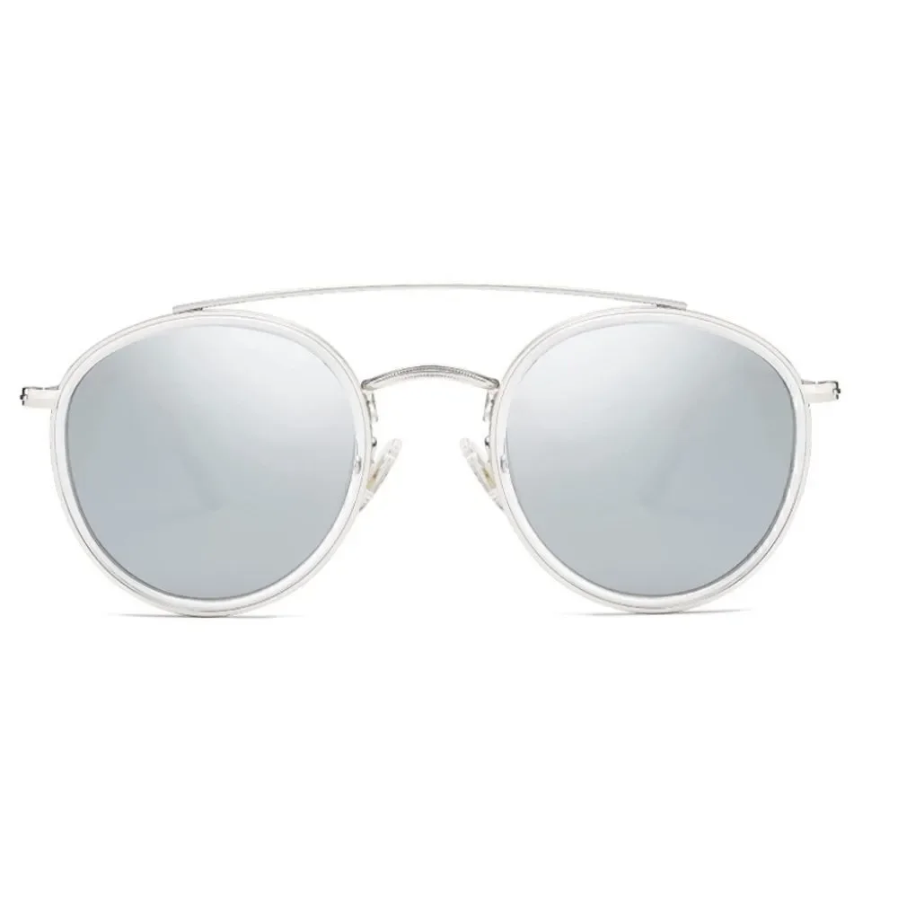Round Retro Double Bridge Sunglasses